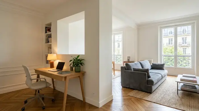 Cloison de séparation entre salon et bureau