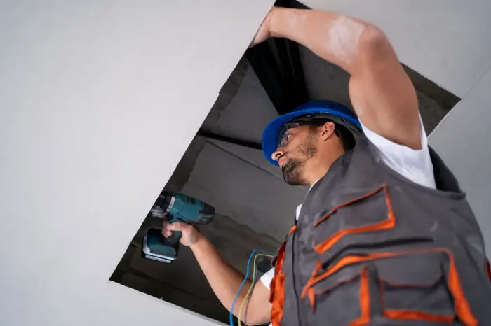 Pose d'un faux plafond isolant par un artisan à Bordeaux